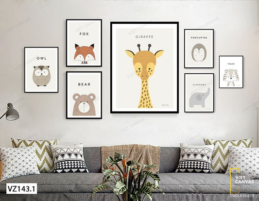 Bộ 7 Tranh Động Vật Ngộ Nghĩnh - VZ143.1