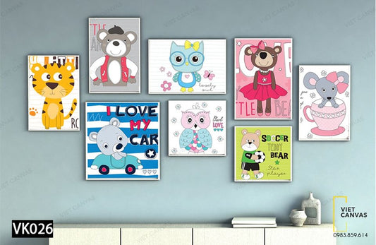 Bộ 8 Tranh Động Vật Dễ Thương - VK026