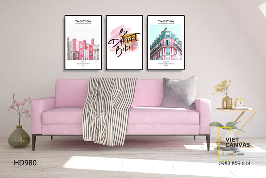Bộ 3 Tranh Dải Nhà Ngọt Ngào Và Quotes - HD980