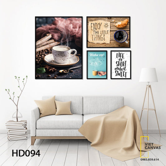 Bộ 4 Tranh Cà Phê Và Quotes - HD094
