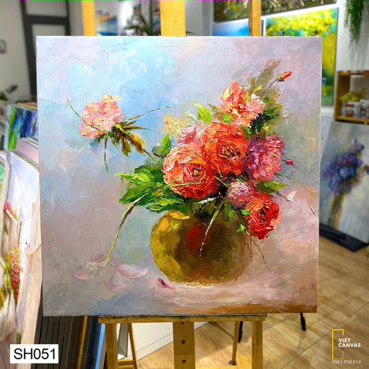 Tranh Sơn Dầu Lọ Hoa Hồng - SH051
