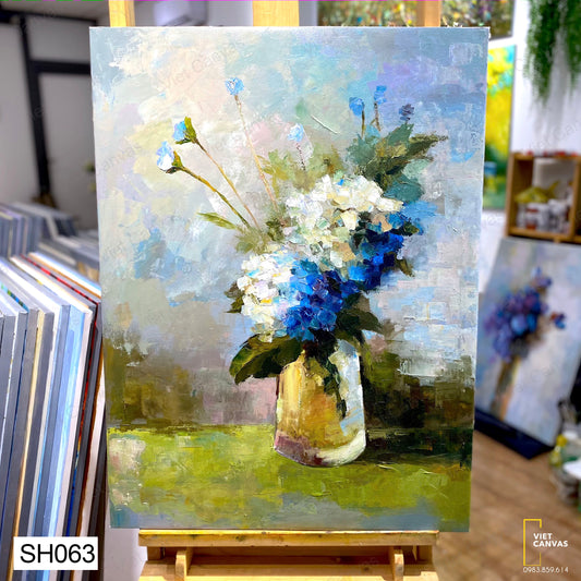 Tranh Sơn Dầu Lọ Hoa Xanh - SH063