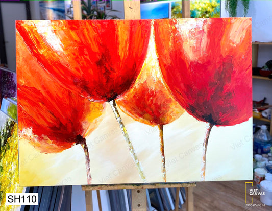 Tranh Sơn Dầu Hoa Đỏ - SH110