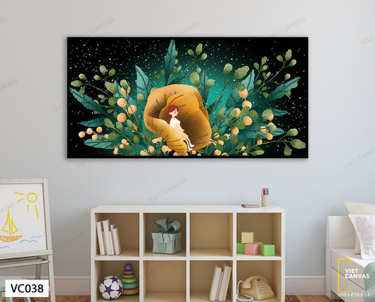 Tranh Bé Gái Giữa Muôn Trùng Lá Cây - VC038