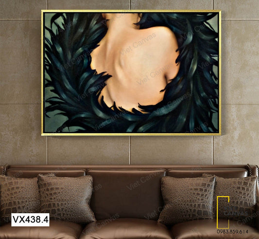 Tranh Cô Gái Cùng Lông Vũ Đen - VX438.4