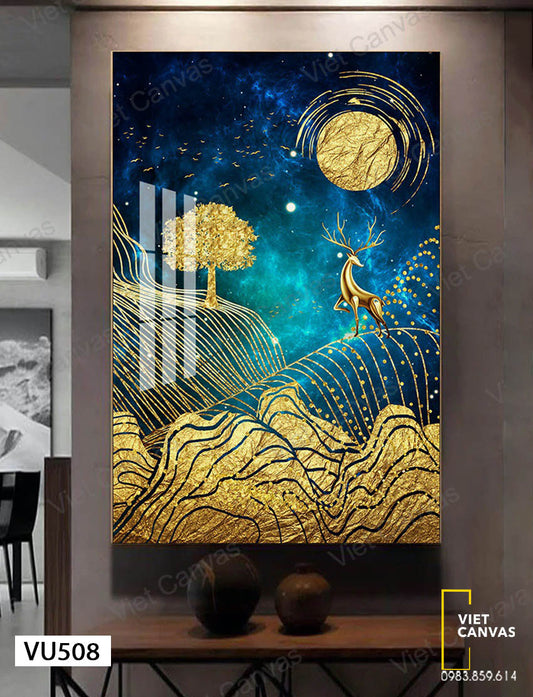 Tranh Hươu Vàng Trên Đỉnh Đồi - VU508