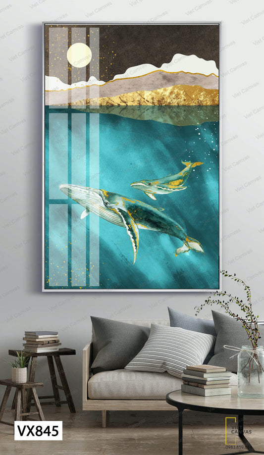 Tranh Đôi Cá Voi Xanh - VX845