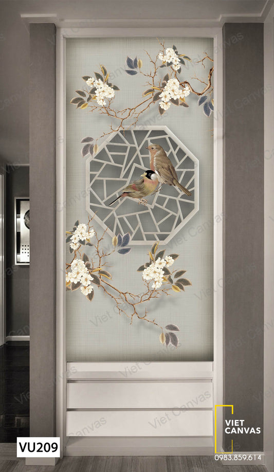 Tranh Cành Hoa Và Đôi Chim - VU209