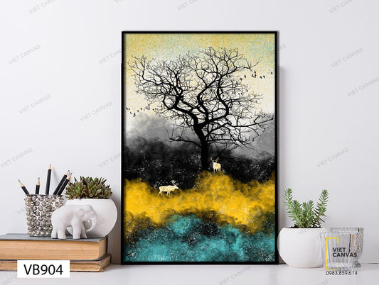 Tranh Đôi Hươu Dưới Góc Cây - VB904