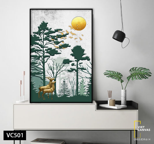 Tranh Hươu Ngơ Ngác Nhìn Đàn Chim Tung Bay - VC501