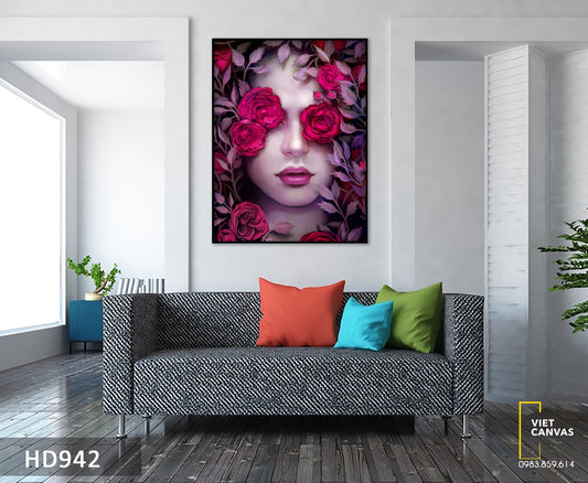 Tranh Cô Gái Và Hoa - HD942
