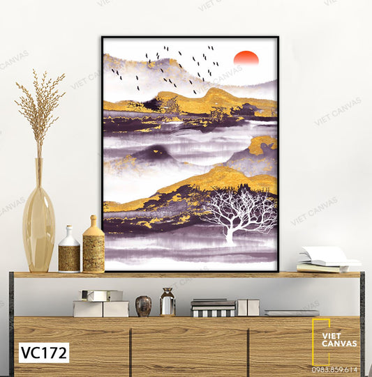 Tranh Núi Rừng Chiều Hoàng Hôn - VC172