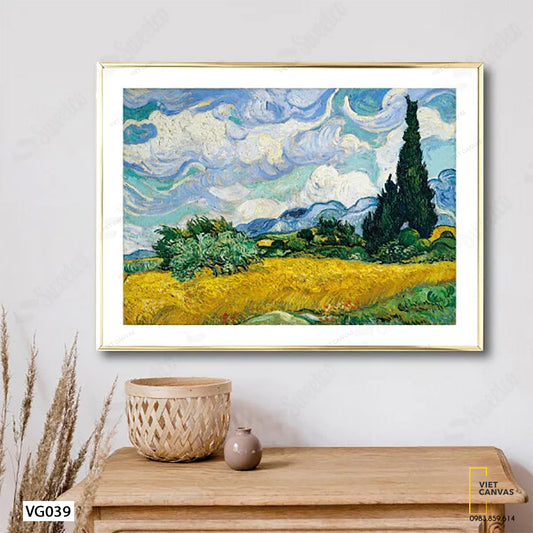 Tranh Wheat Field With Cypresses - VG039