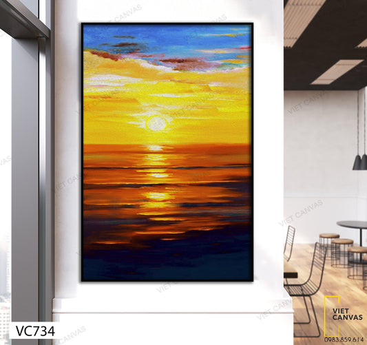 Tranh Biển Và Hoàng Hôn Chiều Tà - VC734