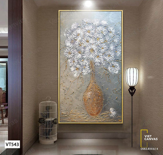Tranh Bình Hoa Cúc Họa Mi - VT543