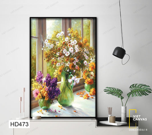 Tranh Bình Hoa Cúc Sắc Màu - HD473