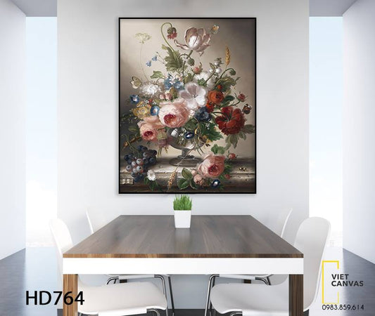 Tranh Bình Hoa Thủy Tinh Cổ Điển - HD764