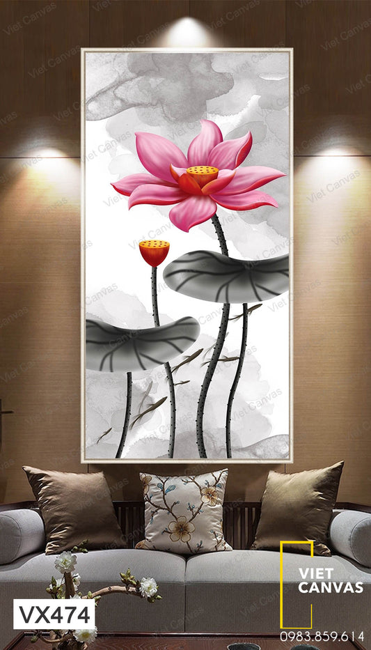 Tranh Bông Hoa Sen Ấn Tượng - VX474