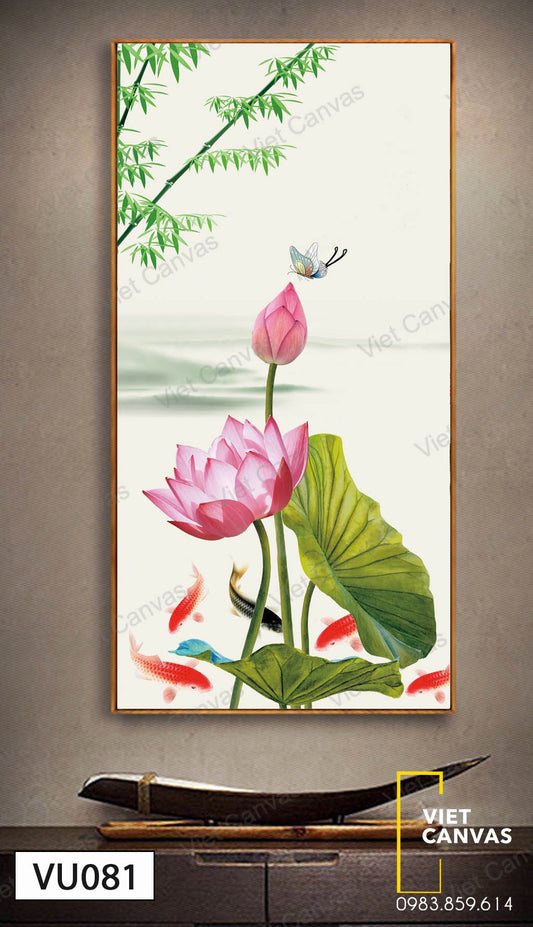 Tranh Hoa Sen Và Đàn Cá - VU081