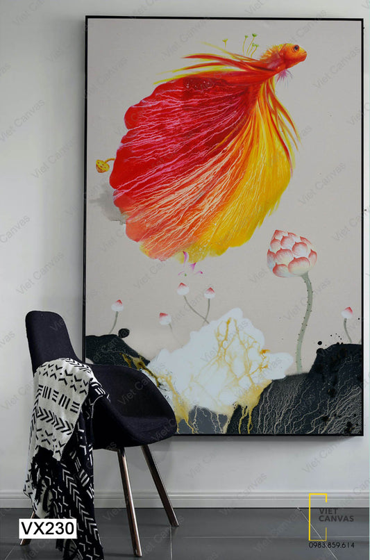 Tranh Cá Cảnh Và Đầm Hoa Sen - VX230