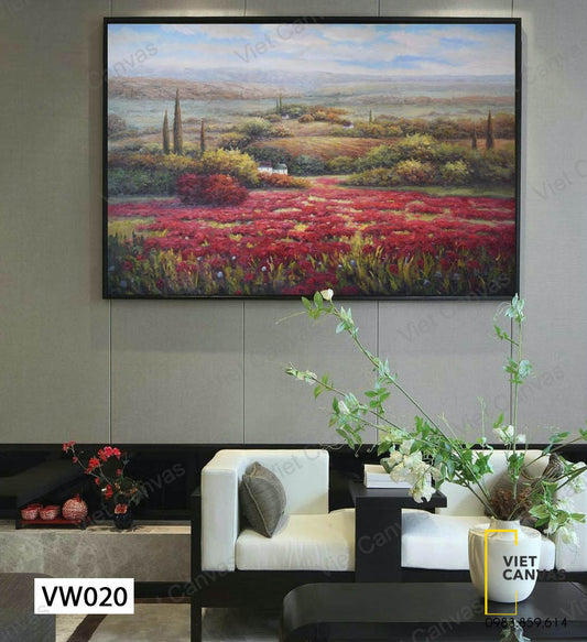 Tranh Cánh Đồng Hoa Đỏ - VW020