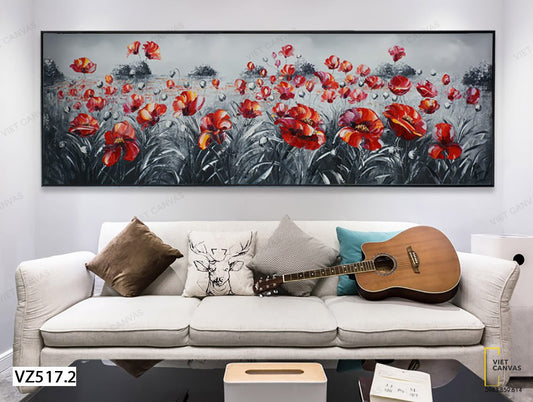 Tranh Cánh Đồng Hoa Đỏ Rực Rỡ - VZ517.2