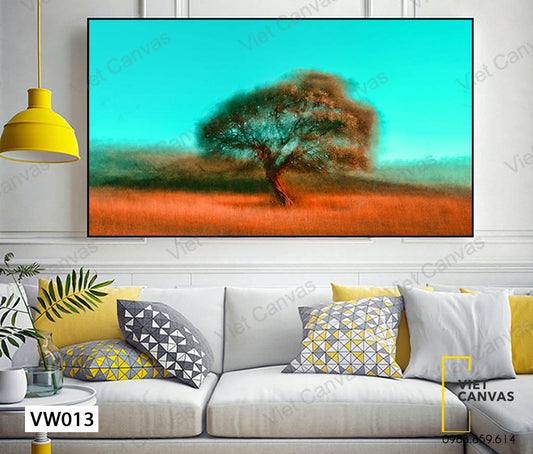 Tranh Cây Lẻ Bóng Trên Cánh Đồng Cỏ- VW013