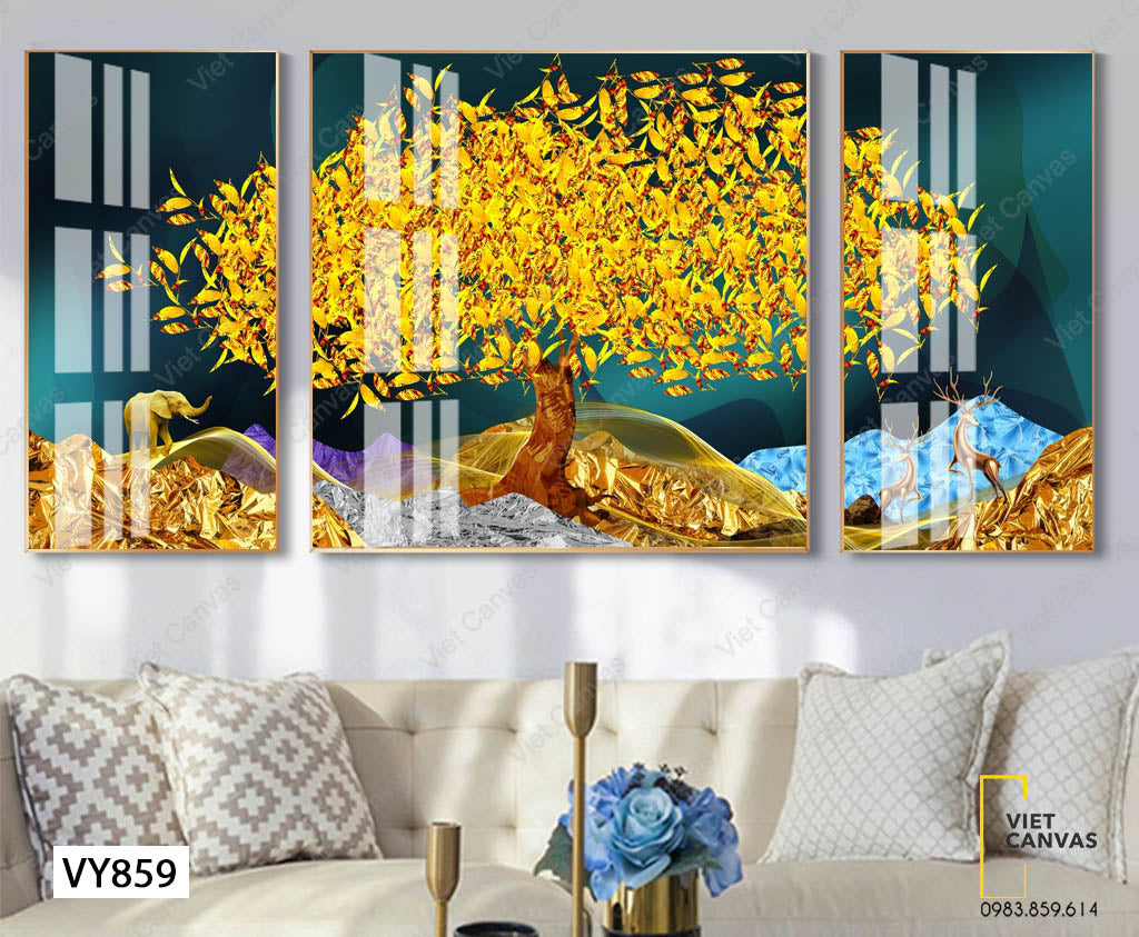 Bộ 3 Tranh Cây Vàng Ấn Tượng - VY859