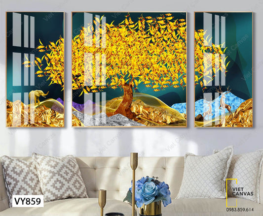 Bộ 3 Tranh Cây Vàng Ấn Tượng - VY859
