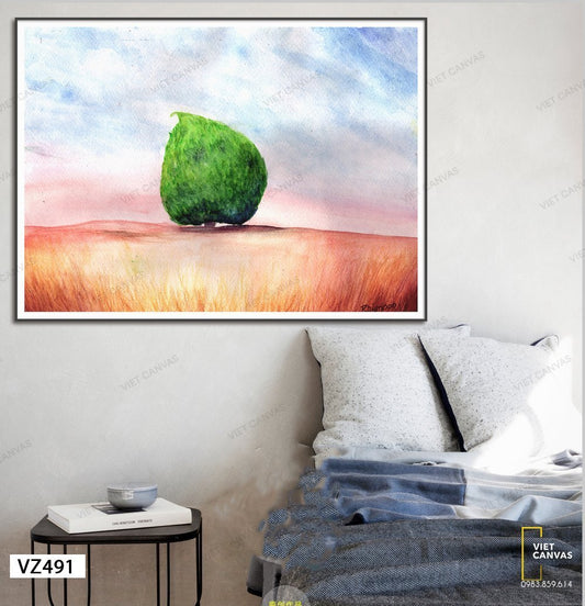 Tranh Cây Xanh Trên Cánh Đồng - VZ491
