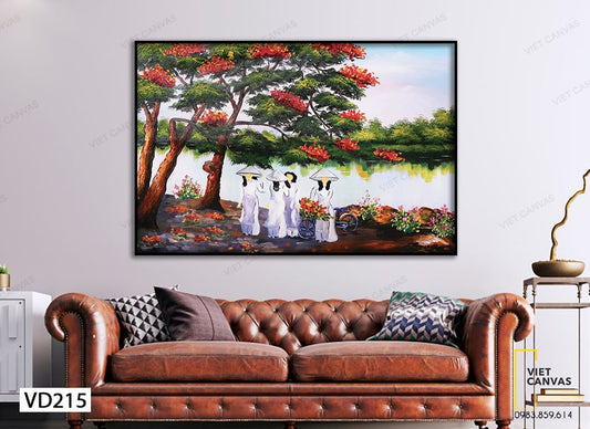 Tranh Chiếc Áo Dài Thướt Tha Dưới Bóng Phượng - VD215