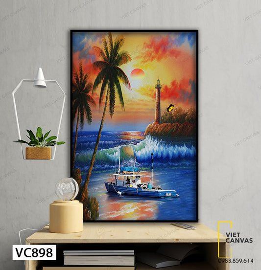Tranh Chiếc Thuyền Và Biển Cả Rộng Lớn - VC898