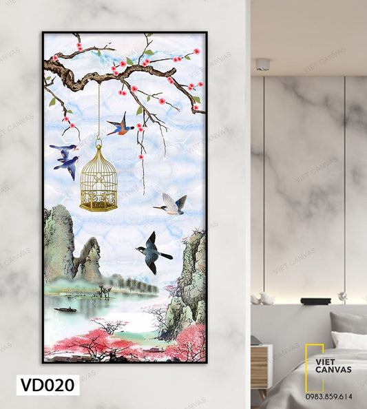 Tranh Chim Hót Dưới Nhành Hoa Đào - VD020