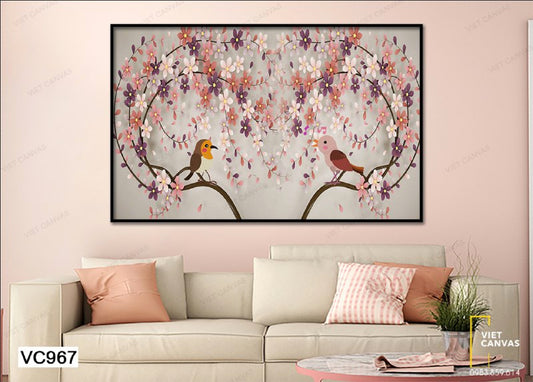 Tranh Chim Hót Trên Cành Đào - VC967