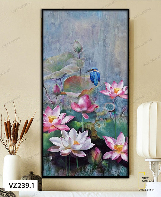 Tranh Chim Sẻ Trong Đầm Sen - VZ239.1