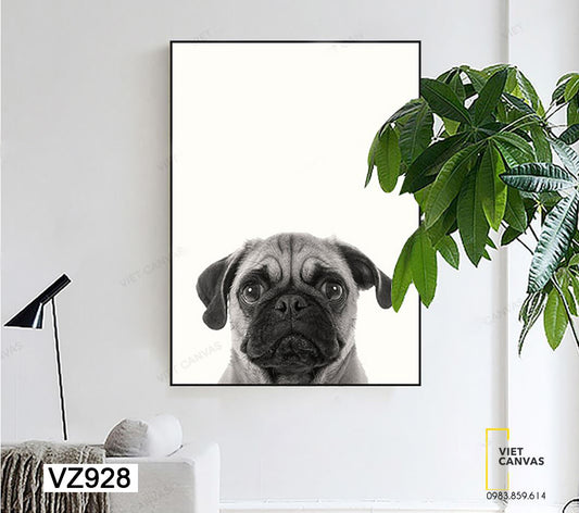 Tranh Chú Chó Pug Đáng Yêu - VZ928