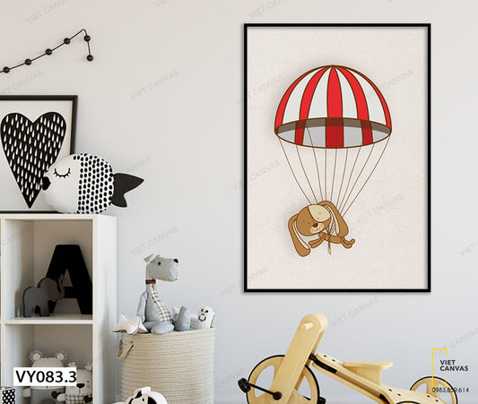 Tranh Chú Chó Trên Khinh Khí Cầu - VY083.3