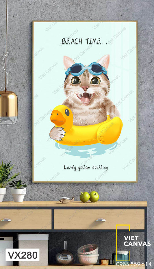 Tranh Chú Mèo Đi Bơi - VX280