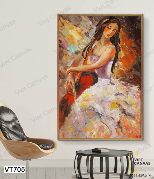 Tranh Cô Gái Và Cây Đàn Viola - VT705