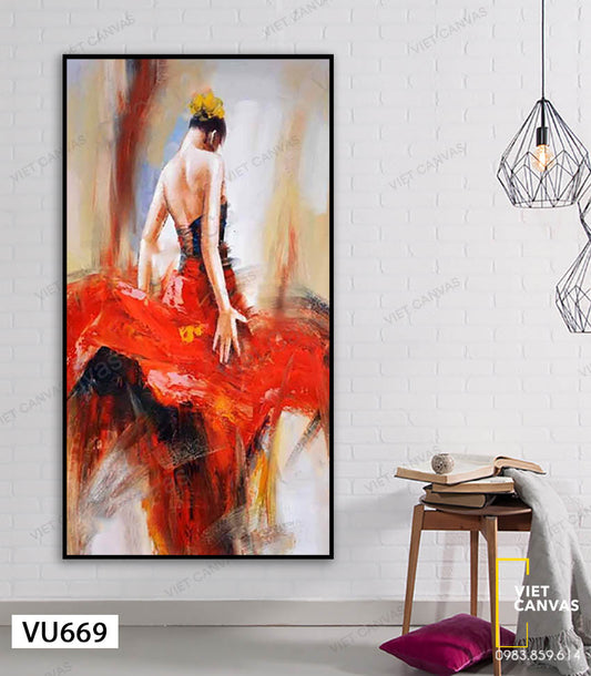 Tranh Cô Gái Và Chiếc Váy Đỏ - VU669