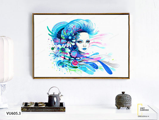 Tranh Cô Gái Với Mái Tóc Xanh - VU605.3