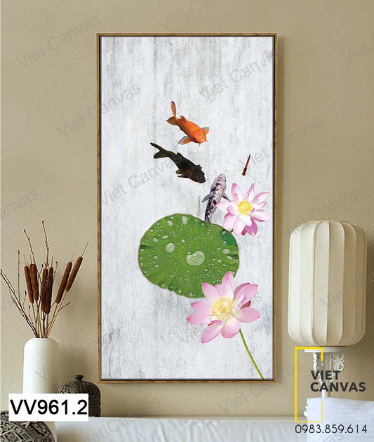 Tranh Đàn Cá Và Hoa Sen - VV961.2
