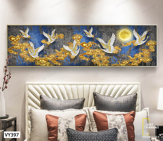 Tranh Đàn Cò Bay Dưới Ánh Trăng - VY397