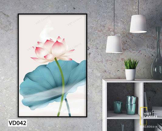 Tranh Đóa Hoa Sen Phong Cách Nhẹ Nhàng - VD042