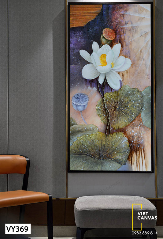 Tranh Đóa Hoa Sen Trắng Tinh Khôi - VY369