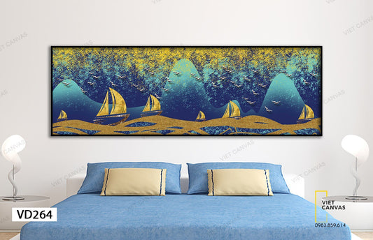 Tranh Đoàn Thuyền Nhấp Nhô Trên Biển - VD264