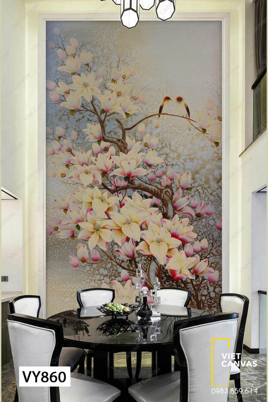 Tranh Đôi Chim Líu Lo Trên Cành Đào - VY860