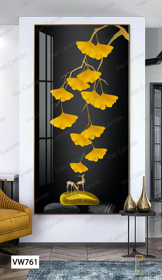 Tranh Đôi Hươu Dưới Cành Lá Vàng - VW761