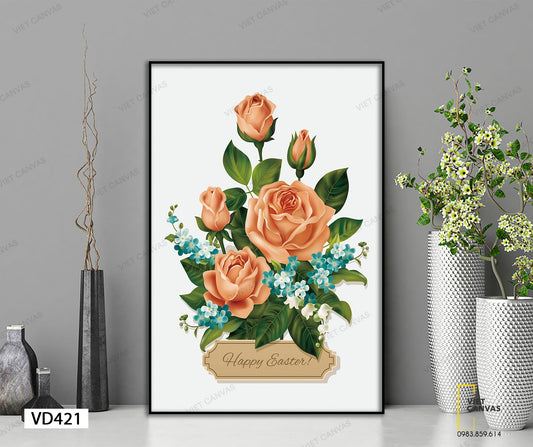 Tranh Giỏ Hoa Hồng - VD421