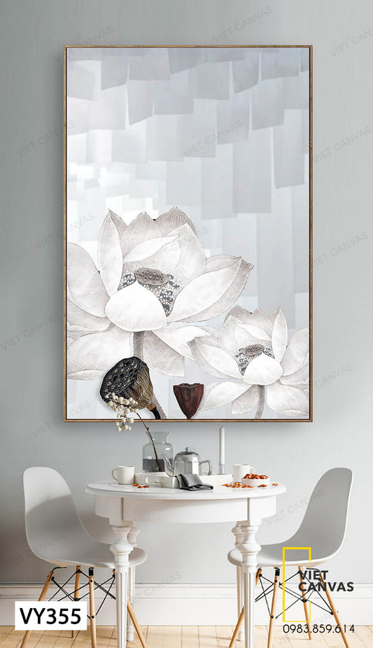Tranh Hai Bông Hoa Trắng Tinh Khôi - VY355